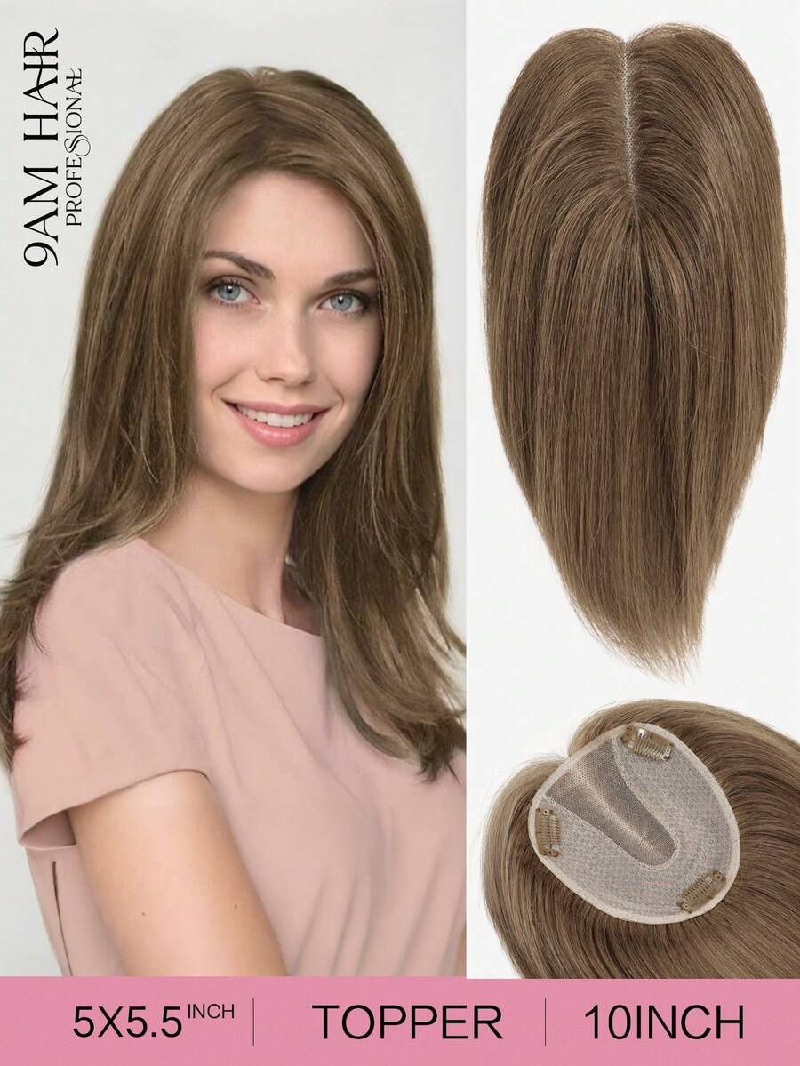 ZERO-NET Hair Toppers For Women Real Human Hair 10Inch Human Hair Topper Middle Part Clip In Topper Hair Pieces For Women - S8 - View 1