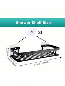 2 PcsLarge Capacity Wall Mounted Shower Caddy | No Drilling Installation, Space Saving, Easy To Install | Bathroom And Kitchen Floating Storage Rack For Toiletries, Cosmetics And Miscellaneous Items [Space Saving | No Drilling Required] - Black - View 5
