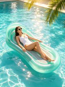 Gradient Transparent Mesh Inflatable Water Hammock Float With Pillow, PVC Floating Lounge Raft, Summer Beach Pool Party Inflatable Swimming Seat For Adults - Solid Color Gradient - View 7