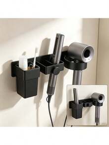 Hair Dryer Stand, Wall-Mounted Non-Drilling Bathroom Hair Dryer Storage Rack, Straightener Electric Clamp Iron Storage Rack, Hair Curler Storage Rack For Barber Shops In Bathrooms, Hair Dryer Ironing Board Stand, Bathroom Accessories - Multicolor - View 5