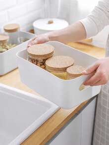 6pcs Multi‑Purpose Plastic Storage Box Set, For Cosmetics, Snacks & Sundries, For Kitchen, Bathroom, Dorm, Apartment & Bedroom, Home Organizer, Christmas Housewarming Birthday Gift - White - View 9