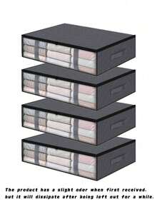 1 Piece / 2 Pieces / 4 Pieces Set. Durable Oxford Cloth, Foldable Zipper, Airtight, Lightweight Handle, Deep Gray Bed-Floor Storage Bag. Multi-Functional Household Storage Box For Closets, Rentals, And Homes. - Grey - View 7