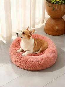 Donut Round Plush Pet Nest, Soft And Warm To Comfort The Cat And Dog Kennel, Non-Slip Bottom Washable, Suitable For Small And Medium Pets - Pink - View 4