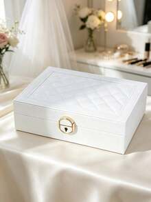 1Pc Large-Capacity 3-Tier PU Leather Lockable Jewelry Box, Soft Lining Anti-Scratch Portable Drawer Organizer For Rings, Earrings, Necklaces & Watches, Elegant Vanity Storage Case, Ideal For Home Dresser, Holiday, Wedding & Housewarming Gift Supplies - multicolor - View 16
