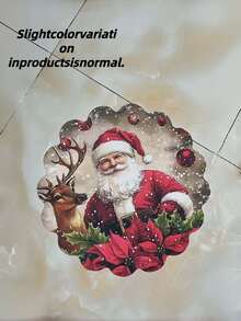 6Pcs /4Pcs Santa Reindeer Christmas Round Placemats 15 Inch Linen Non Slip Heat Resistant Machine Washable Holiday Party Table Decor Home Kitchen Dining Room Christmas Gift - Red - View 9