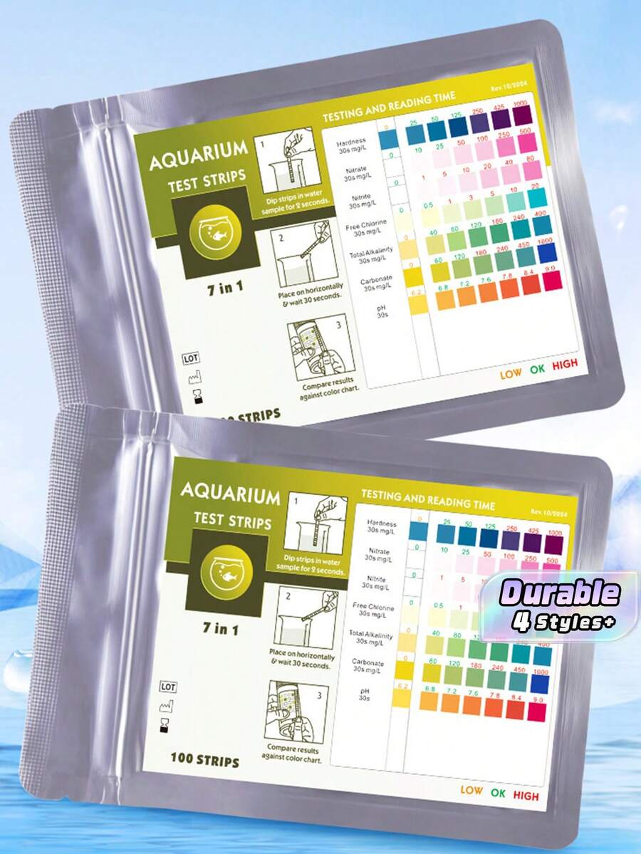50/100 Pcs Aquarium Water Test Strips, Test PH, Alkalinity, Nitrite, Nitrate, Chlorine, Carbonate & Hardness, Suitable For Aquariums, Swimming Pools And Hot Springs - Water Test Strips - View 1