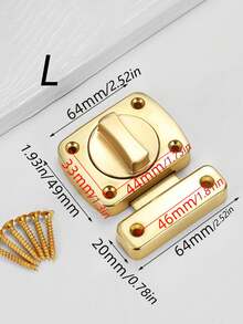 Polished Gold Mini Rotary Cabinet Latch Shiny Brass Tone Swivel Door Bolt Lock With Screws Hardware For Cupboard Jewelry Box Wooden Chest - gold - View 9
