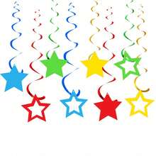 Assorted Rainbow Pre-Strung Stars Hanging Swirls Rainbow Hanging Decorations For Baby Shower Wedding Birthday Party Decorations Supplies - multicolor - View 12