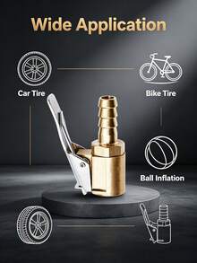 Golden Female Thread Air Chuck With American Male Connector, Heavy Duty Lock-On Tire Inflator Chuck With Clip, Copper Material, Fast Air Flow For Tire Inflation - multicolor - View 7