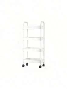 4-Tier Rolling Storage Cart - Compact Design Saves Space, Sturdy Plastic Construction, Suitable For Kitchen, Bathroom, Bedroom, Office, Warehouse, Garage - Easy To Assemble, Multi-Functional Multi-Tier Shelf, Household Storage Rack. - Multicolor - View 10