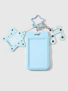 ROMWE Kawaii 1 Fresh And Creative Personality Blue Fine Sparkling Stars, Note Letters Bear Ears Acrylic Campus Card, Student ID Card Cover DIY Keychain Bag Pendant - Blue-25 - View 13