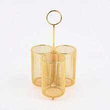 360 Degree Rotatable Design Space Saving Stable Base Multi Slot Kitchen Utensil Holder Rack For Spatulas Knives Spoons Forks Home Kitchen Housewarming Party Daily Use Storage Organizer For Kitchen Counter Decoration Supplies - Gold - View 6