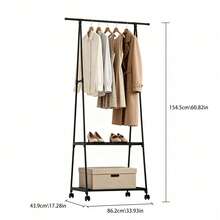 PPN Brand Heavy Duty Metal Clothes Rack, Rolling Garment Rack With Storage Shelves, Portable Closet Wardrobe Organizer For Bedroom & Laundry, - Multicolor - View 8