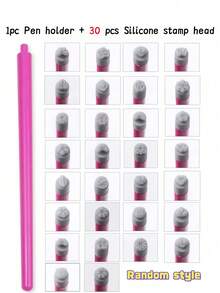 Nail Stamp Pen Tool Set With Silicone Replacement Heads Nail Art Stamper Stamp Brush Kit For DIY Nail Design Home Salon Manicure Gift - Multicolor - View 10