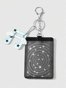 ROMWE Anime 1 Simple High-End Casual Blue Polka Dot Wing Note Star Pickup Cover, Card Card, Student ID Card Cover DIY Keychain, Bag Pendant, Daily Wear - Blue - View 4