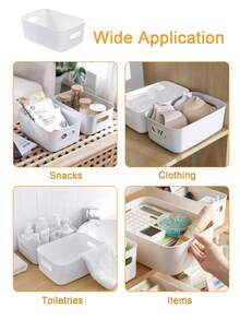 6pcs Multi‑Purpose Plastic Storage Box Set, For Cosmetics, Snacks & Sundries, For Kitchen, Bathroom, Dorm, Apartment & Bedroom, Home Organizer, Christmas Housewarming Birthday Gift - White - View 6