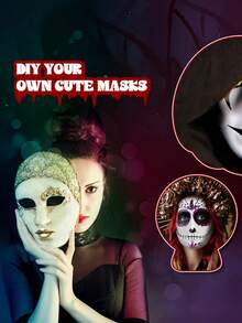 Vintage Plastic Masks For Women, DIY Blank Paintable Masks For Masquerade Parties, Chinese Style Hanfu Cosplay And Stage Performance - multicolor - View 6