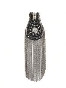 Rhinestone Shoulder Tassel Shoulder Red And Golden Link Chain Epaulet Retro Shoulder Badge Punk Epaulette Shoulder Brooch Pin For Men And Women Cloth Uniform Accessories - multicolor - View 8