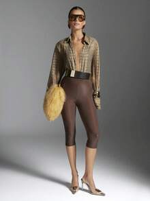SHEIN SHUZIA 女款華麗性感透明PVC尖頭細高跟金屬包頭高跟鞋 - 金色 - 查看 3
