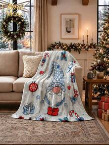 Muroi Mono 1pc Christmas Pattern Blanket, Made Of Flannel Material, Is Soft And Comfortable. It Is Suitable For Beds, Living Rooms And Sofas. It Is Suitable For All Seasons And Is An Excellent Choice For Daily Decorations, Home Decorations And Christmas Gifts. - Christmas - View 8