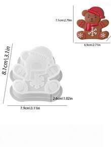 Christmas Silicone Mold DIY, Gingerbread Man Snowman Snowflake Bear Pendant Ornament Mold For Resin Candle Plaster Craft Making - White - View 10