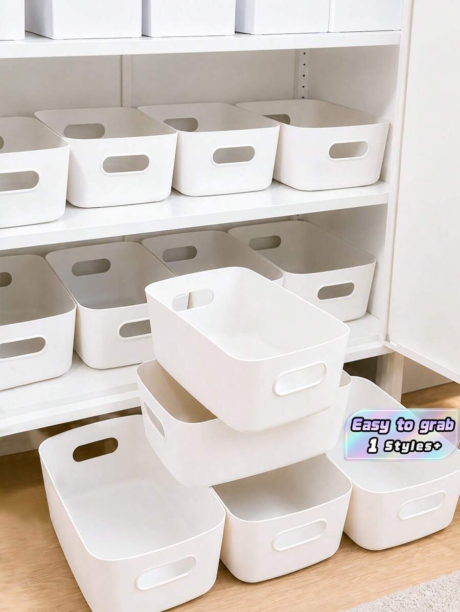 6pcs Multi‑Purpose Plastic Storage Box Set, For Cosmetics, Snacks & Sundries, For Kitchen, Bathroom, Dorm, Apartment & Bedroom, Home Organizer, Christmas Housewarming Birthday Gift