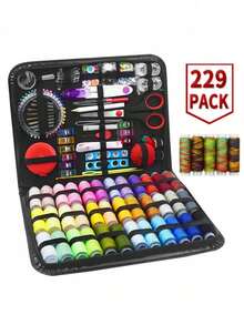 229 Piece Sewing Kit Embroidery Tools Needlework Set Threads Needles Household Supplies For Cross Stitch Crafting Repair Mending Gift For Beginner Hobbyist Crafter Holiday Birthday Party Home Office Travel Emergency Kit Portable Organizer Storage Box - multicolor - View 9
