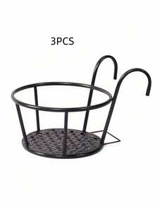 3 PCS Sturdy Durable Rustproof Space Saving Decorative Hanging Plant Pot Holders With Hooks For Fence Railing Balcony Patio Outdoor Garden Wall Mounted Succulent Greenery Plant Display Holder - multicolor - View 9