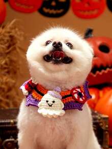 PETSIN 1pc Soft Halloween Ghost Pet Bib – Costume Scarf For Small Dogs & Cats - Orange - View 6