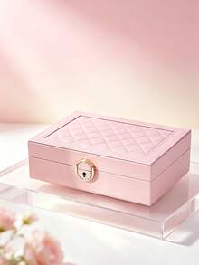 1Pc Large-Capacity 3-Tier PU Leather Lockable Jewelry Box, Soft Lining Anti-Scratch Portable Drawer Organizer For Rings, Earrings, Necklaces & Watches, Elegant Vanity Storage Case, Ideal For Home Dresser, Holiday, Wedding & Housewarming Gift Supplies - multicolor - View 12
