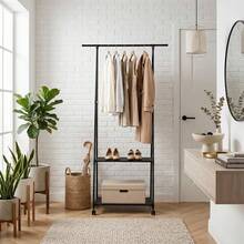 PPN Brand Heavy Duty Metal Clothes Rack, Rolling Garment Rack With Storage Shelves, Portable Closet Wardrobe Organizer For Bedroom & Laundry, - Multicolor - View 5