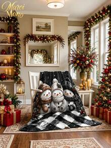 Muroi Mono 1pc Christmas Pattern Blanket, Made Of Flannel Material, Is Soft And Comfortable. It Is Suitable For Beds, Living Rooms And Sofas. It Is Suitable For All Seasons And Is An Excellent Choice For Daily Decorations, Home Decorations And Christmas Gifts. - Christmas - View 8