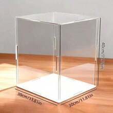 Transparent Acrylic Display Case, Storage Box, White Base, Assembled Dust-Proof Display Cabinet, Suitable For Car Models, Building Blocks, Collectibles, Statues, And Model Display - White Background With Transparent - View 13