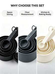 SHEIN 10pcs Stackable Measuring Cups And Spoons Set, Cooking And Baking Kitchen Tools, Suitable For Halloween, Christmas, Thanksgiving, Kitchen, Dining, Outdoor, Baking, Measuring Cups, Kitchen Accessories And Other Supplies - Multicolor - View 6