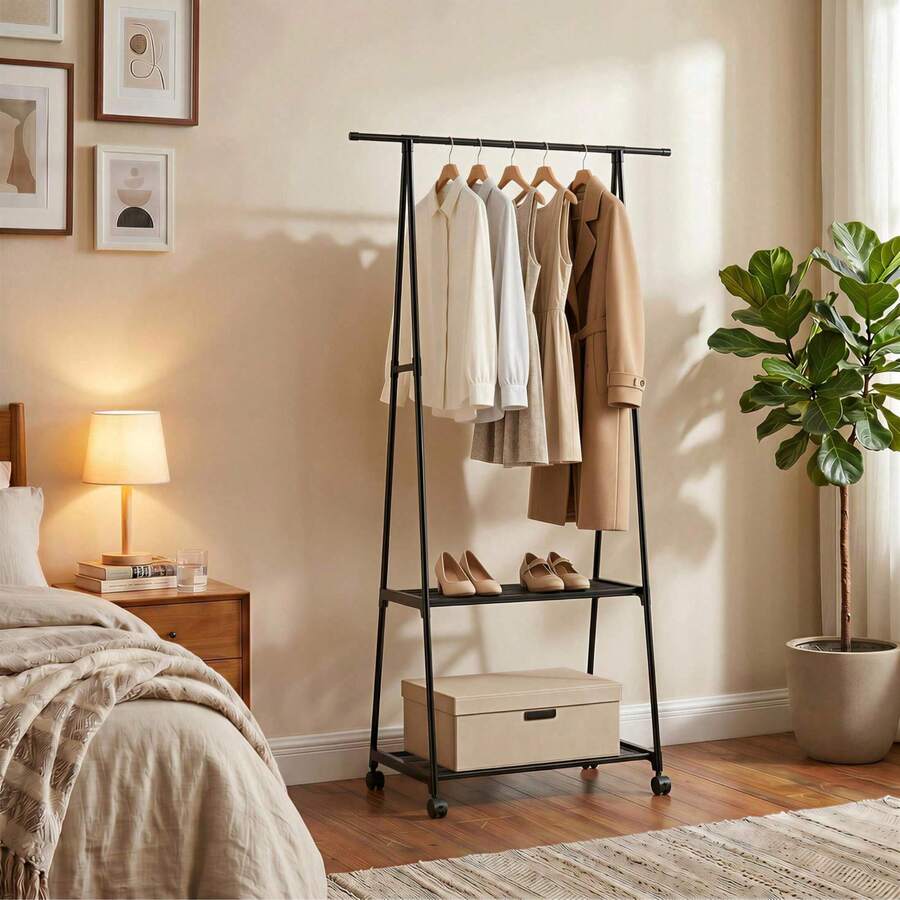 PPN Brand Heavy Duty Metal Clothes Rack, Rolling Garment Rack With Storage Shelves, Portable Closet Wardrobe Organizer For Bedroom & Laundry, - Multicolor - View 1