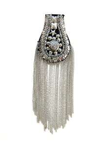Rhinestone Shoulder Tassel Shoulder Red And Golden Link Chain Epaulet Retro Shoulder Badge Punk Epaulette Shoulder Brooch Pin For Men And Women Cloth Uniform Accessories - multicolor - View 7