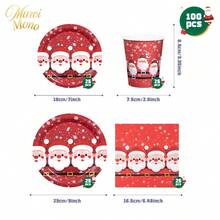 Muroi Mono 25/100 Buah Perlengkapan Pesta Sekali Pakai, Termasuk Piring Kertas Sekali Pakai, Serbet, Gelas, Cocok Untuk Penyajian Makanan Penutup, Dekorasi Pesta, Berbagai Acara, Dan Pertemuan, Termasuk Natal. - Gaya 2 - View 8