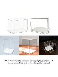 Transparent Acrylic Display Case, Storage Box, White Base, Assembled Dust-Proof Display Cabinet, Suitable For Car Models, Building Blocks, Collectibles, Statues, And Model Display - White Background With Transparent - View 2