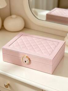 1Pc Large-Capacity 3-Tier PU Leather Lockable Jewelry Box, Soft Lining Anti-Scratch Portable Drawer Organizer For Rings, Earrings, Necklaces & Watches, Elegant Vanity Storage Case, Ideal For Home Dresser, Holiday, Wedding & Housewarming Gift Supplies - multicolor - View 17