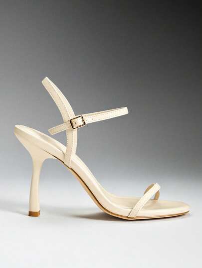 SHEIN SHUZIA Women's Elegant Strap Sandals, Square Toe Slingback Stiletto Heels, Ankle Strap Party Dress Heels