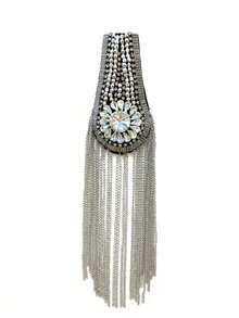 Rhinestone Shoulder Tassel Shoulder Red And Golden Link Chain Epaulet Retro Shoulder Badge Punk Epaulette Shoulder Brooch Pin For Men And Women Cloth Uniform Accessories - multicolor - View 12