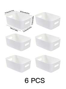 6pcs Multi‑Purpose Plastic Storage Box Set, For Cosmetics, Snacks & Sundries, For Kitchen, Bathroom, Dorm, Apartment & Bedroom, Home Organizer, Christmas Housewarming Birthday Gift - White - View 13