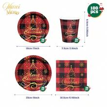 Muroi Mono 25/100 Pieces Of Disposable Party Supplies, Including Disposable Paper Plates, Napkins, Cups, Suitable For Dessert Service, Party Decorations, Various Events, And Gatherings, Including Christmas. - Style 4 - View 9