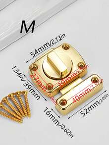 Polished Gold Mini Rotary Cabinet Latch Shiny Brass Tone Swivel Door Bolt Lock With Screws Hardware For Cupboard Jewelry Box Wooden Chest - gold - View 10