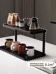 1pc Water Cup Storage Rack Household Living Room Desktop Storage Rack Table Top Workstation Cup Rack Black Advanced Sense Cup Placement Rack - Midnight Black - View 5