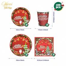 Muroi Mono 25/100 Pieces Of Disposable Party Supplies, Including Disposable Paper Plates, Napkins, Cups, Suitable For Dessert Service, Party Decorations, Various Events, And Gatherings, Including Christmas. - Style 5 - View 8