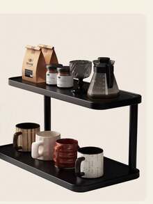 1pc Water Cup Storage Rack Household Living Room Desktop Storage Rack Table Top Workstation Cup Rack Black Advanced Sense Cup Placement Rack - Midnight Black - View 4