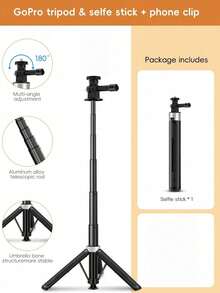 63-Inch Extendable Selfie Stick Tripod, 160cm Aluminum Alloy Portable Phone Holder With 1/4" Screw, 360° Rotation Stable Tripod Compatible With Iphone Camera, Ideal For Travel Video Live Streaming Recording - one-size - View 6