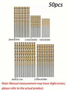 50件組鈦塗層高速鋼鑽頭套組，適用100個國家，直螺旋圓軸扭鑽，耐用鋼材質，適用木材、金屬、塑膠鑽孔，多種尺寸家用 - A - 查看 13