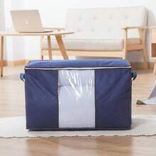Foldable Storage Box With Lid Clear Window Reinforced Carry Handle Closet Organizer Bin For Clothing Bedding Blanket Neat Home Storage Container - Multicolor - View 9